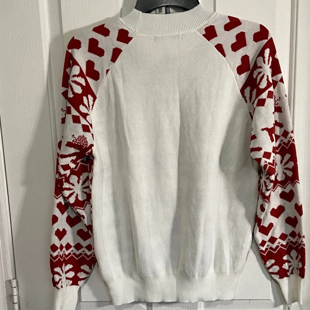 Holiday Red and White Knit Sweater - Picture 4 of 4